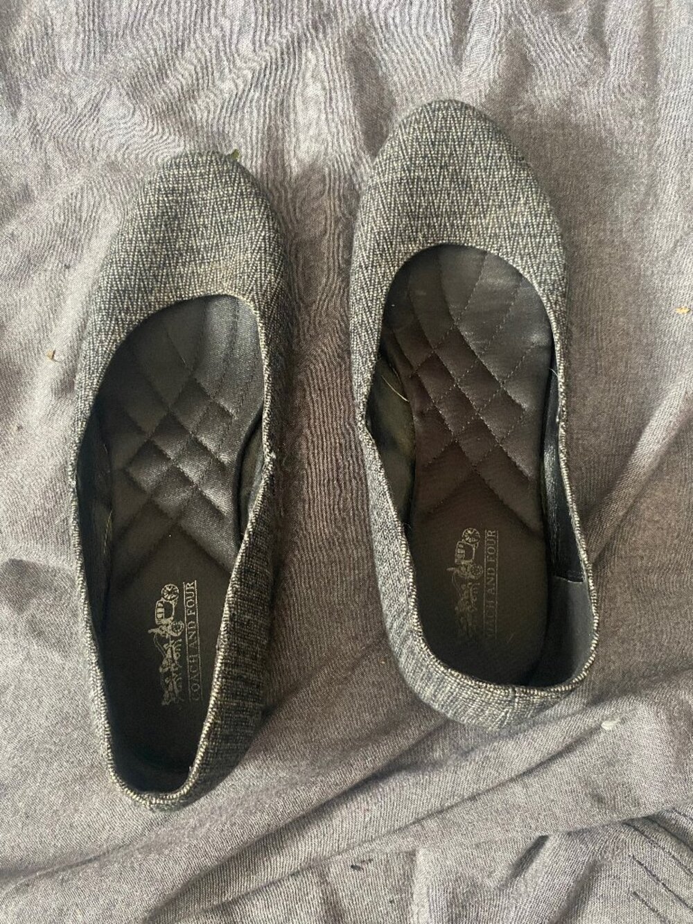 Coach And Four Gray Tweed Ballet Flats